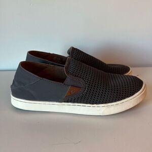 OluKai Womens Pehuea Shoes Size 10 Grey Slip-On Casual Mesh Drop Heel Sneakers